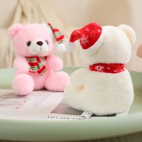 Ours en peluche de Noël en gros avec écharpe et bonnet de Noël, adorable poupée en peluche, cadeau de vacances, ours en peluche personnalisé mignon