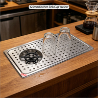 Rince-gobelets de comptoir en acier inoxydable au design moderne avec égouttoir intégré pour bars à café, hôtels et cuisines