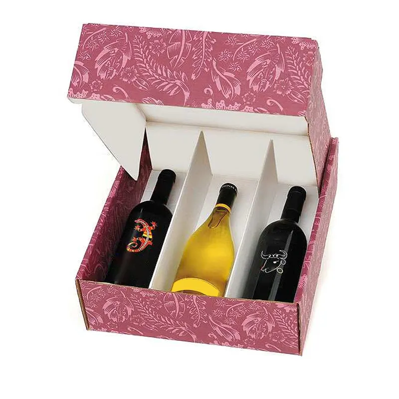 بسعر الجملة صندوق هدايا نبيذ glossi بسعر الجملة بسعر تنافسي مخصص رخيص من شركة تصنيع المعدات الأصلية مع تقسيم من نوع oem
