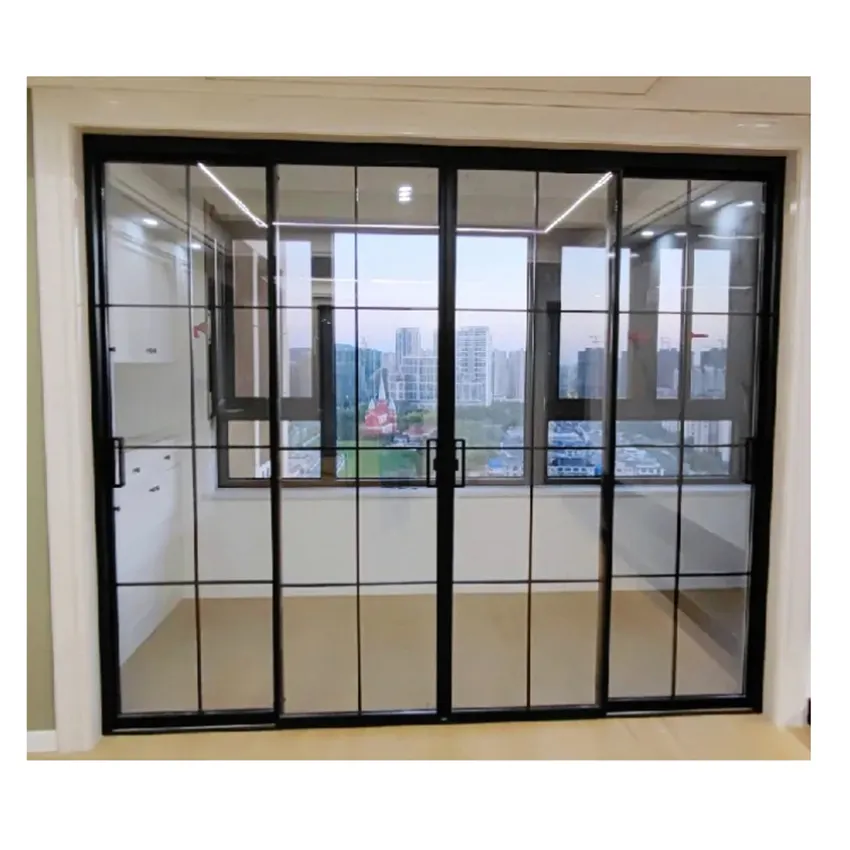 Nuovo Design telaio In alluminio armadio porta scorrevole balcone grano di legno isolamento termico Made In China