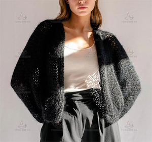 Women's Loose Mohair Blend <strong>Cardigan</strong> Sweater Lilac Purple Open Stitch Knit <strong>Long</strong> <strong>Balloon</strong> <strong>Sleeves</strong> <strong>Cardigan</strong> for Women - Product Image 4