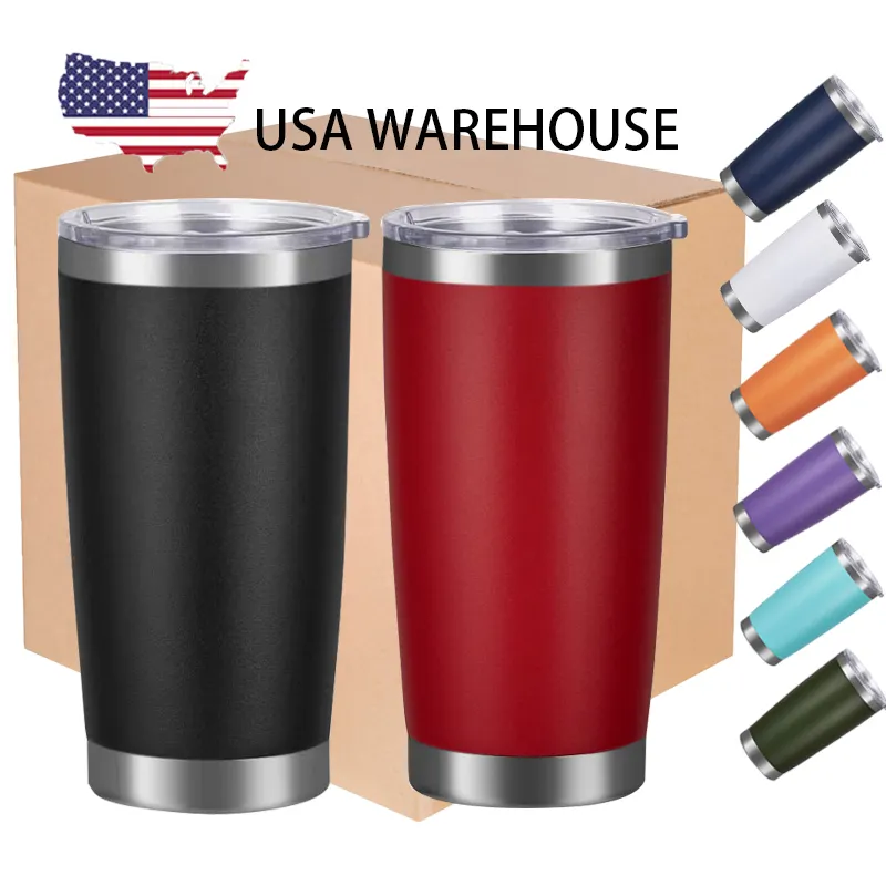 Entrepôt Usa Gobelet de voyage isolé sans vide de 20oz avec logo personnalisé Gobelet en acier inoxydable avec couvercles