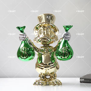 Estatua de Scrooge McDuck a Bajo Precio, en Todos los Colores, con Bolsa de Dinero, Escultura Pop Art de Dagobert Duck, Artesanía de Resina en Cromo Dorado y Negro - Product Image 2