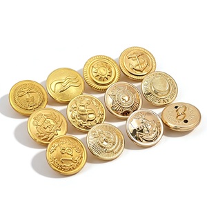 Gold Metal Shank <b>Buttons</b> Round Embossed Logo Classic Style Uniform <b>Buttons</b> - Product Image 1