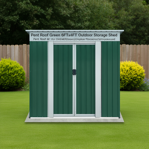 Capanno da Giardino in Metallo con Tetto a Falda Verde 6FTx4FT, Struttura Esterna Durevole con Telaio in Alluminio Verniciato a Polvere - Product Image 2