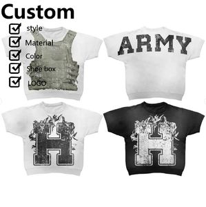 เสื้อยืดบ็อกซี่ผ้าฝ้ายวินเทจโอเวอร์ไซซ์สะพายไหล่ทรงครอปคอกลมออกแบบได้ตามต้องการ - Product Image 2