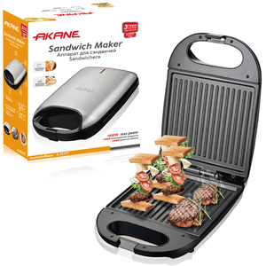 AKANE <span class=keywords><strong>Sandwichera</strong></span> 1400W Power Revestimiento antiadherente Calentamiento de doble cara para asar rápido y uniforme - Product Image 1