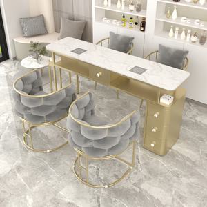 Sillón de Lujo Ligero para Salón de Uñas, Silla de Sofá Individual, Doble, Triple, Mesa para Aspiradora, Diseño Moderno, Material de Madera y Metal - Product Image 4