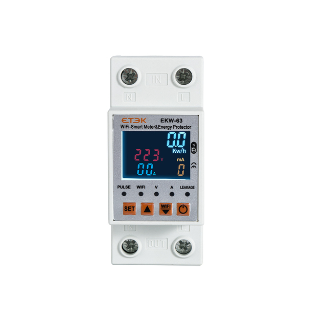ETEK 1-63A TUYA Smart DIN Rail Mounted Earth Leakage Voltage Protector Relay Device Switch Smart Life WIFI Breaker for Energy
