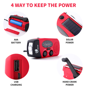 Tipo-C Manivela de mano Radio Meteorológica de emergencia solar 2000mAh Alarma SOS Wind-up 3 Modelo <span class=keywords><strong>Linterna</strong></span> para acampar y hacer senderismo - Product Image 4