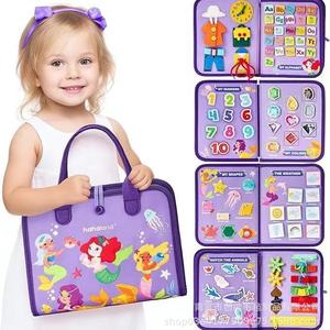 CECPC DIY <span class=keywords><strong>Action</strong></span> Jouets éducatifs pour l'éducation précoce Planche de bois pour enfants Livre silencieux et planche à coiffer avec livre occupé en feutre - Product Image 4