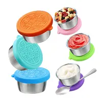 2.5oz Stainless Steel Condiment Containers with Silicone Lids, Condiment  Cups, Leakproof Reusable Sauce Container Small Dipping Sauce Cups for Lunch  Box Picnic Travel 