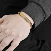 Nouveau style, vente directe d'usine, bracelet en acier inoxydable plaqué pour homme, motif écossais brossé, sensation de luxe léger, haut de gamme, tendance