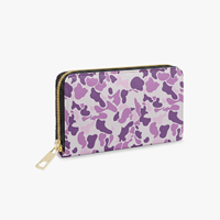 Pochette longue zippée sur mesure à motif camouflage créatif pour femme en cuir PU, porte-cartes multicouche, rangement pour espèces, accessoire de poche