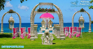 Mandap Portátil Dorado con Temática Rajwada, Tradicional para Bodas, Hecho de Fibra de Vidrio, para Decoración de Ceremonias Nupciales, en Venta - Product Image 5