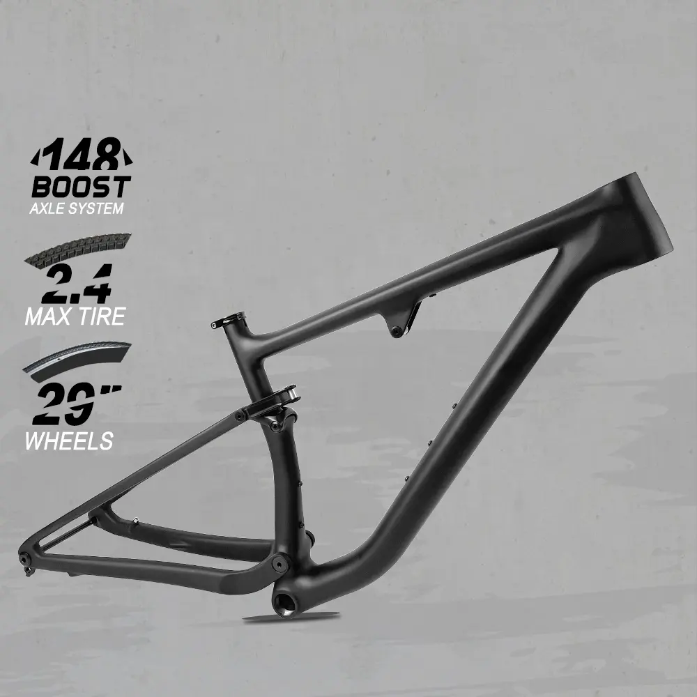 2023 New 29ER Boost All Mountain Carbon Frame Full Suspension Cycling 29ERx2.4 Custom Paint Shock Size 190*40MM UD XC MTB Frame