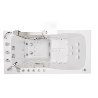 Baignoire à encastrement moderne blanche de style américain avec accoudoirs pour seniors - Acrylique profond avec fonction de massage
