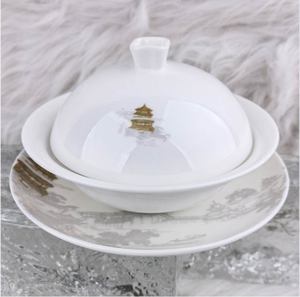 Service de table de luxe en porcelaine fine 45% à motif géométrique mat, avec bordure argentée embossée à la main, pour hôtels et banquets de mariage - Product Image 3