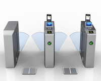 Barrière automatique à battants en acier inoxydable avec reconnaissance faciale et lecteur RFID pour la sécurité des entrées de bâtiments de bureaux