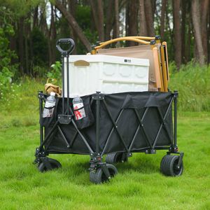 Chariot pliable robuste à roues tout-terrain, en tissu Oxford, avec barre de traction télescopique, chariot de camping portable, directement de l'usine - Product Image 4