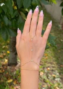 Nuevo brazalete multicapa, cadena esclava, cuentas, enlace entrelazado, anillos de dedo, arnés de mano, pulseras, Color dorado y plateado <span class=keywords><strong>para</strong></span> mujer, joyería - Product Image 6