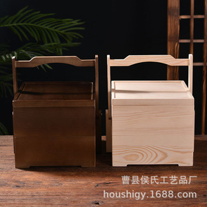Caja de regalo de madera hecha a mano, rectangular, de pino, multicapa, para envasar frutas secas y pasteles, hecha a medida. - Product Image 1