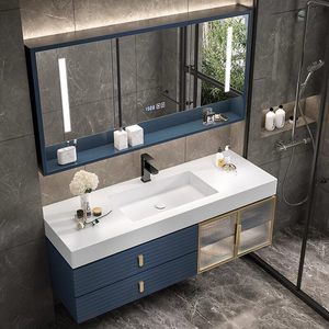 Modern bathroom cabinet combination <b>oak</b> simple <b>light</b> luxury washbasin bathroom smart washbasin cabinet - Product Image 5