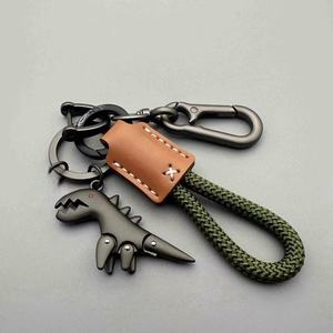 Porte-clés dinosaure tendance en alliage de zinc T-Rex, pendentif de sac à dos, porte-clés multifonctionnel en corde tressée, porte-clés de voiture en métal - Product Image 2