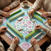 Hansail Sport Tapis de Mahjong Professionnel Noir à Motif Floral Antidérapant en Caoutchouc Naturel Portable pour 4 Joueurs