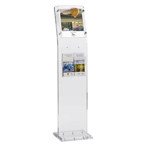 bespoke clear acrylic floor standing sign display to hold A4 poster graphics advertising brochure holder