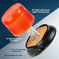 Balise LED 54W, 11 modes stroboscopiques, IP65, fixation magnétique à vis, boîtier PC, 5 couleurs, lumière clignotante, alerte de sécurité pour véhicules