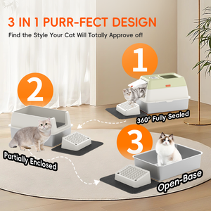 Entrada frontal Saída superior Fácil Limpar <span class=keywords><strong>Cat</strong></span> Toliet <span class=keywords><strong>Sand</strong></span> Box Dobrável Plástico Semi-Fechado Grande Aço Inoxidável Kitty <span class=keywords><strong>Cat</strong></span> Litter Box - Product Image 2