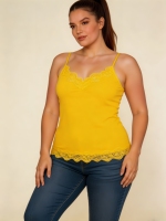 Hauts débardeurs décontractés respirants et écologiques pour femmes grandes tailles, en dentelle, col en V, 6 couleurs, bretelles spaghetti réglables, sans manches, devant ouvert