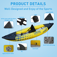 Kayak gonflable haute pression Tricon OEM ODM, en PVC, avec plancher à points renforcés, pour la pêche en eau vive, usage adulte, type ponton