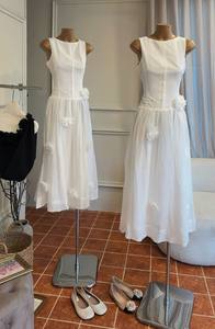 Hot Sale White <b>Dress</b> With Ruffled Ruffles And Flowers 100% Polyester (Skirt & Mesh) + 65% Polyester 35% <b>Rayon</b> (Bodice) - Product Image 5