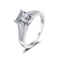 Bague de mariage personnalisable de luxe en argent 925, avec moissanite exquise de 2 carats couleur D, taille émeraude carrée, à plusieurs couches