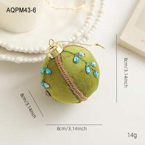 Ornamen Bola Natal Beludru Satin Hijau Sage 8cm Mewah Berhias Berlian Imitasi untuk Dekorasi Pohon Natal, Pesta Liburan, dan Dekorasi Rumah - Product Image 6