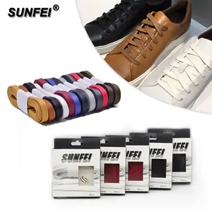 SunFei 위대한 찾고 프리미엄 플랫 고급스러운 가죽 왁스 신발 끈 왁스 신발 끈 사용자 정의 길이 아마존 공급 업체