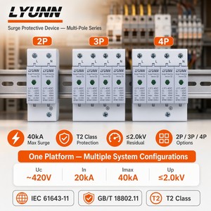 Dispositivo di Protezione da Sovratensioni OBO T2 AC DC SPD 500V 600V 1000V 275V 385V 10/20/40 <span class=keywords><strong>KA</strong></span> 2P per Impianti Solari Fotovoltaici - Product Image 3