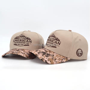 Factory Custom A Frame Two Tone Baseball Caps 5 Panel Cotton Twill Embroidery Logo Adjustable Snapback Dad <b>Hat</b> Wholesale - Product Image 3