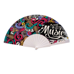 Abanico de mano de plástico de 23cm con panel de tela personalizado-Impresión de logotipo personalizado para regalos promocionales y eventos Clacking Fan - Product Image 4