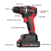 Perceuse à percussion sans fil de qualité industrielle avec moteur sans balais 20V, batterie lithium-ion, couple maximal de 50 N.m