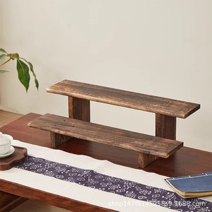 Solid Wood Tiered Display <b>Shelf</b> 3 Floors <b>Desktop</b> Teacup Rack For Teapots And Teaware Storage - Product Image 3