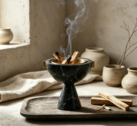 Brûleur d'encens vintage noir, détachable, poli à la main, pour une décoration de luxe, idéal pour les spas, les hôtels, la maison ou la table.