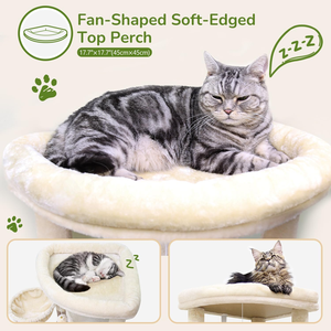 <b>Cat</b> <b>Tree</b>, 51in Curved Series Modern <b>Cat</b> Tower for Indoor <b>Cats</b> with Hammock, 7 Sisal <b>Scratching</b> <b>Posts</b>, Large Fan-Shaped Platform - Product Image 6