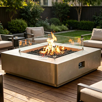 Table de feu extérieure robuste en béton, foyer en granit naturel, décoration extérieure pour cour toute saison
