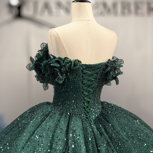 Robes de Quinceañera vertes scintillantes Dy8528 avec perles et volants, Vestidos de 15 Anos, pour fête d'anniversaire et bal de promo Jancember - Product Image 6