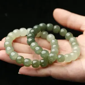 Natual High Quality Real Stone Hetian Jade Multi Color Feng Shui Round Beads Beaded Bracelet Fine Jewelry Bracelets