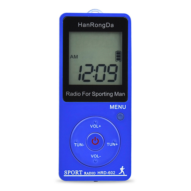 Popular Handheld With Rechargeable Battery Blue Stereo Digital Tuning Portable Radio With Earphone for Running Am Fm Mini Radio