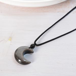 Collar con Colgante de Obsidiana Plateada de Alta Calidad Crystalhola, Tallado con Impresión Digital, 2.5cm, 10g, Tendencia de Moda - Product Image 5